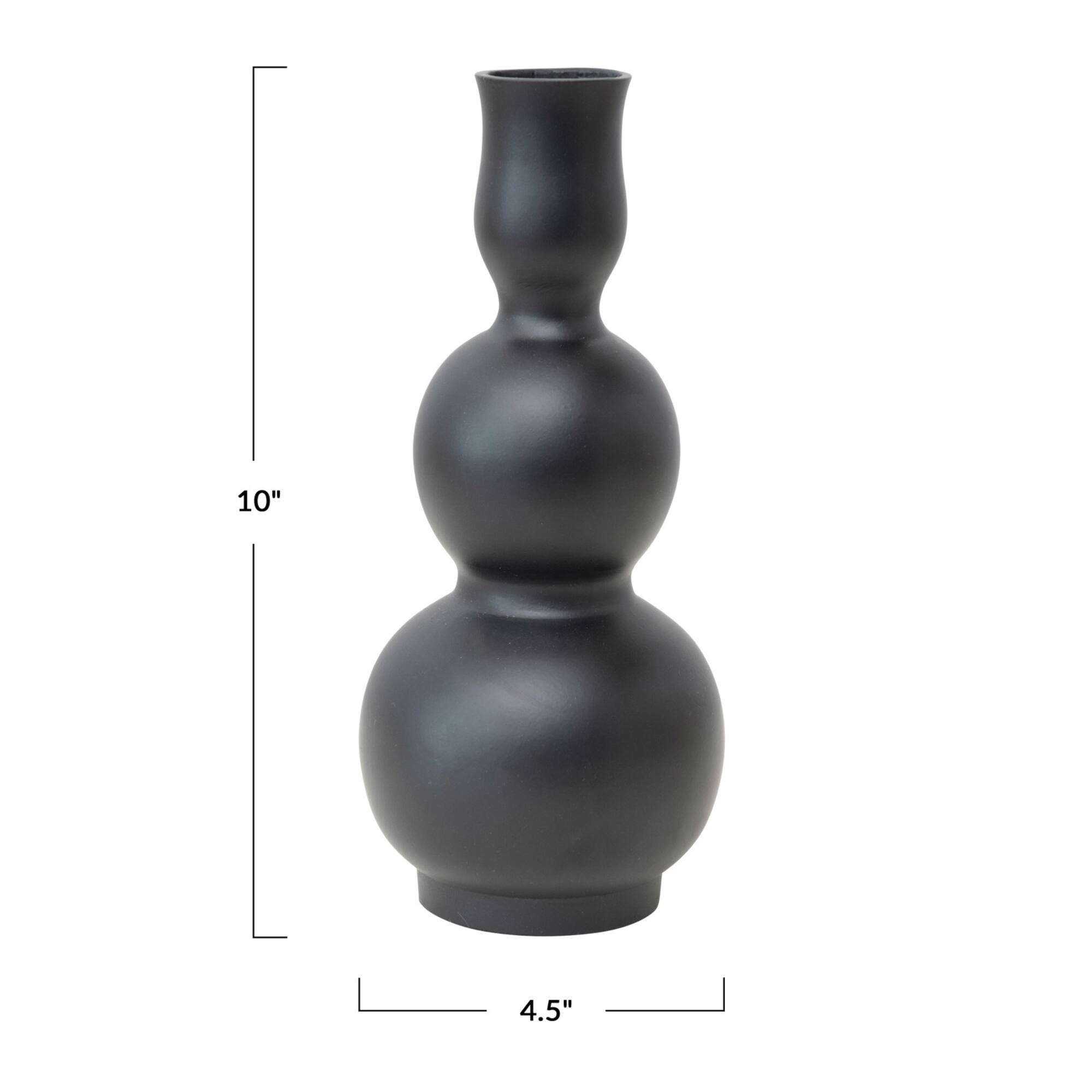 Hello Honey® 10" Matte Black Sculptural Aluminum Vase